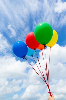 Colorful balloons in the blue sky