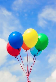 Colorful balloons with sunshine