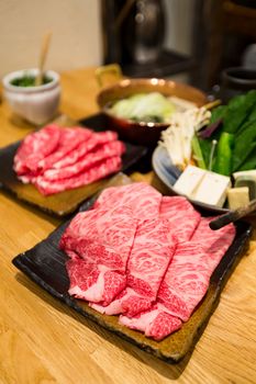 Fresh Beef and pork slices for Sukiyaki