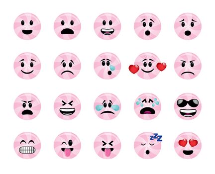 Set of lollipop icons in different emotions and moods.