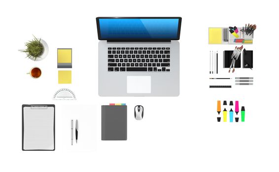 Home based business set isolated on white background. -  3D Render