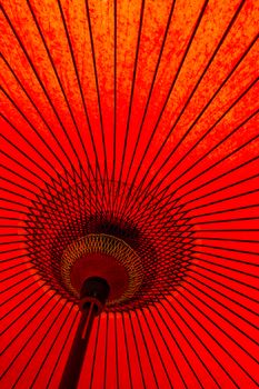 Low angle of a red japanese Umbrella