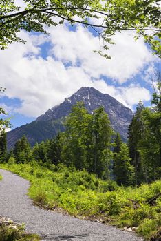 View to the summit of mountain Thaneller in Austria, Tyrol