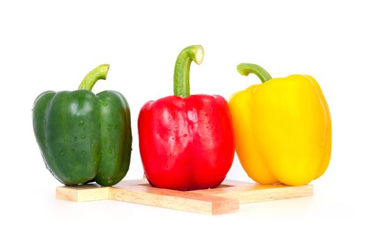 Bell pepper,3 colors capsicum or sweet pepper on white background .