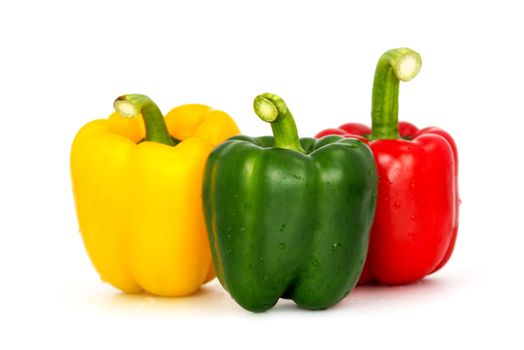 Bell pepper,3 colors capsicum or sweet pepper on white background .