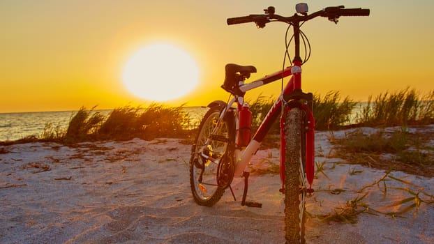 Bicycle at the beach on twilight time