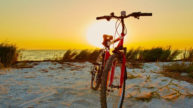 Bicycle at the beach on twilight time