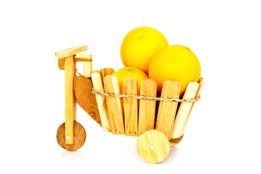 Orange fruit in white bowl on white background .