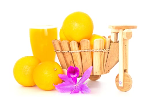 Orange fruit in white bowl on white background .