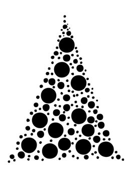 Freehand illustration of grunge Christmas tree on white background, doodle hand drawn