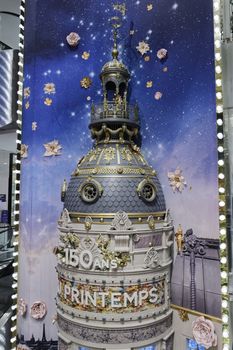 FRANCE, Paris: Printemps Haussmann Christmas Decorations are pictured in Paris on November 6, 2015.