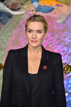 FRANCE, Paris: British actress Kate Winslet attends the Christmas Decorations Inauguration at Printemps Haussmann in Paris on November 6, 2015.