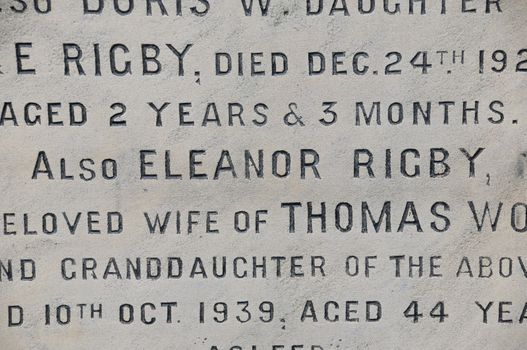 Eleanor Rigby name on gravestone