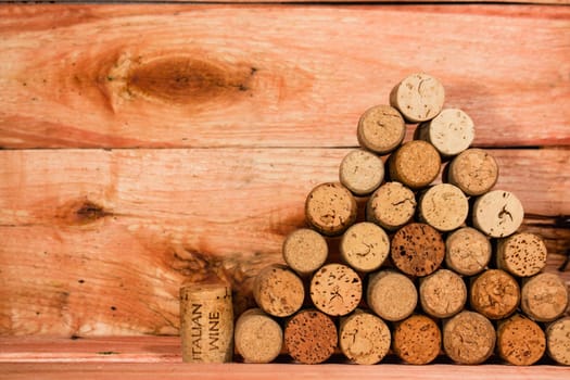 Stack of a cork wine with differente variation.