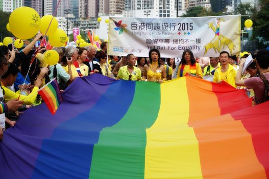HONG KONG: The activists marched from Victoria Park in Causeway Bay to Government headquarters in Admiralty, with broad support from the local as well as international community during the Gay Pride held in Honk Kong on November 7, 2015. 