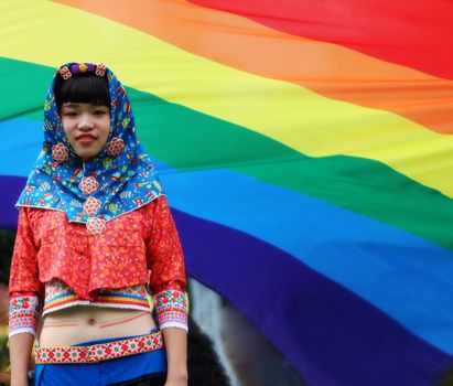 HONG KONG: A parade-goer poses during the Gay Pride parade from Victoria Park in Causeway Bay to Government headquarters in Admiralty, with broad support from the local as well as international community in Honk Kong on November 7, 2015. 