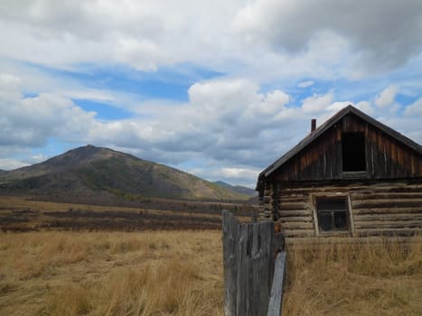 house hunting in the forest near the village Sugash, Altai Republic, autumn 2015