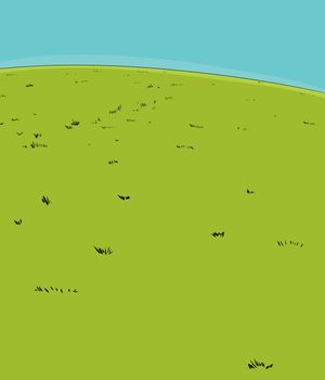 Cartoon background of grassy hill with no people