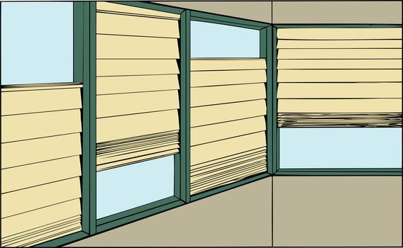 Illustration of windows with half-open horizontal windows