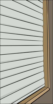 Illustration of window with closed blinds in outline