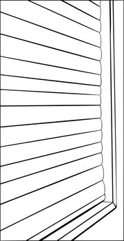 Illustration of window with closed blinds close up