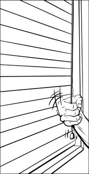 Outline of single hand pulling horizontal blinds cord