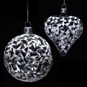 Christmas decoration with transparent Christmas tree ornaments