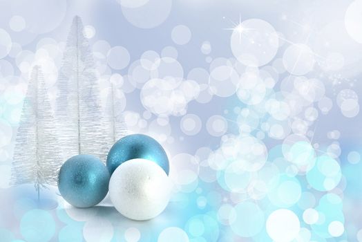 Chtistmas decor over turquoise bokeh background