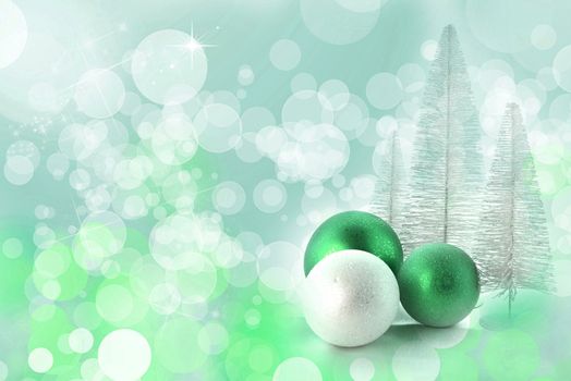 Chtistmas decor over green bokeh background