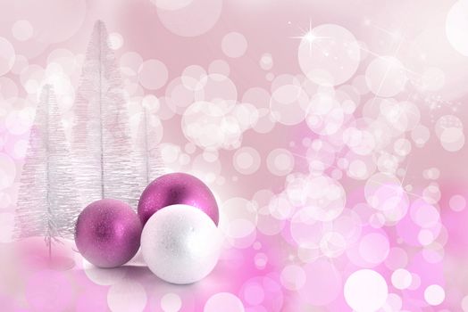Chtistmas decor over pink bokeh background