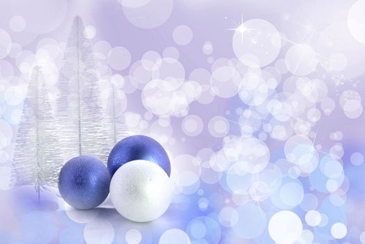 Chtistmas decor over blue bokeh background