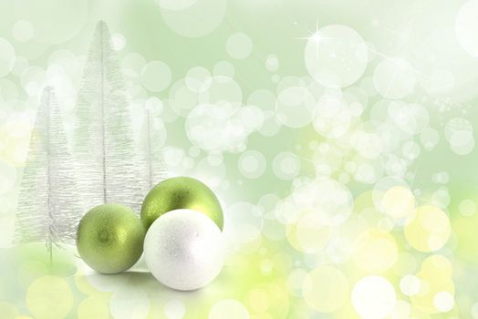 Chtistmas decor over green bokeh background