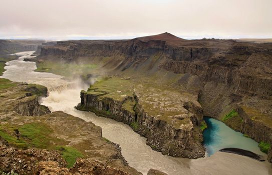 Big Waterfall,beautifull canyon and river in Iceland