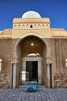 Ancient Great Mosque in Kairouan in Sahara Desert, Tunisia, Africa, HDR