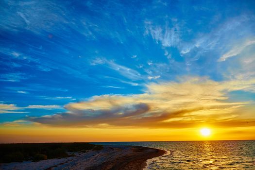 Sunset over the ocean. sunset at coast of the sea