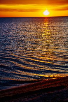 Sunset over the ocean. sunset at coast of the sea