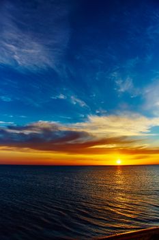 Sunset over the ocean. sunset at coast of the sea