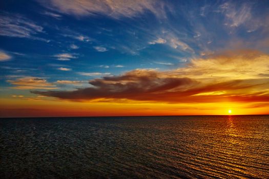 Sunset over the ocean. sunset at coast of the sea