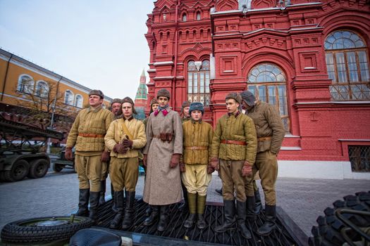 RUSSIA, Moscow: Several thousand servicemen march across the Red Square in commemoration of the historical 1941 military parade in Moscow, Russia, on November 7, 2015. 