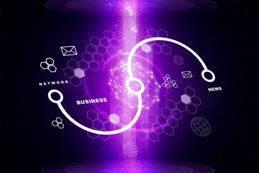 Abstract purple background with flashes and business words