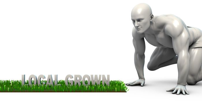 Local Grown Concept with Man Looking Closely to Verify