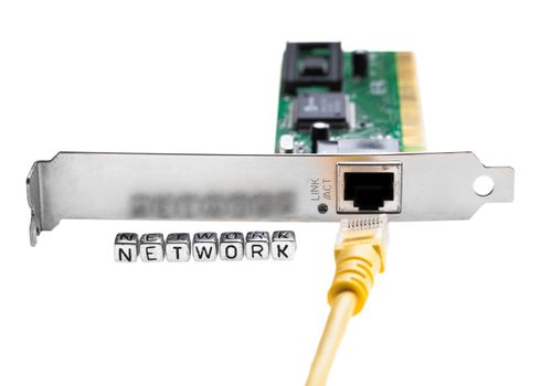 switch with wires closeup on a white background