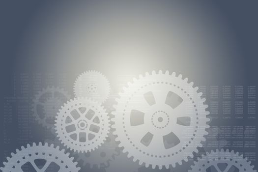 Abstract grey background with cogs and numbers