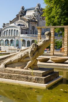 Exterior of the Constanta famous Casino from Romania, view from the near park