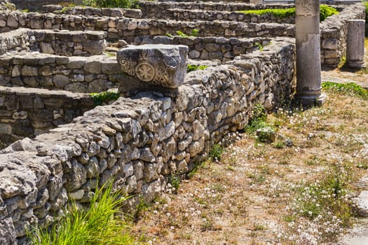 Ruins of the old Constanta city in front of the Orthodox Cathedral 