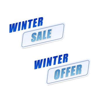 winter sale and offer in flat design labels, business seasonal shopping concept