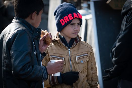 GREECE, Lesbos: A fresh group of refugees arrive under the supervision of the Greek and Turkish coast guards on November 8, 2015