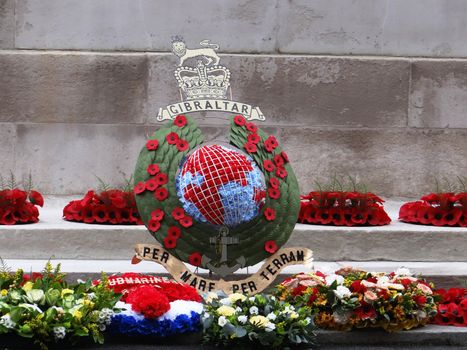 UK, London: The Queen, the Duke of Edinburgh, UK Prime Minister David Cameron, and veterans lay wreaths at the Cenotaph in London to honour war dead on November 8, 2015. The Remembrance Sunday service was held at the Cenotaph in Whitehall.