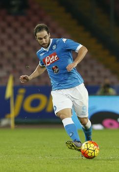 ITALY, Naples: Napoli beat Udinese 1-0 in their Serie A match at San Paolo stadium in Naples on November 8, 2015. Gonzalo Higuain.