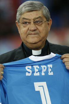 ITALY, Naples: Napoli beat Udinese 1-0 in their Serie A match at San Paolo stadium in Naples on November 8, 2015. Crescienzo Sepe, Archibishop of Naples.